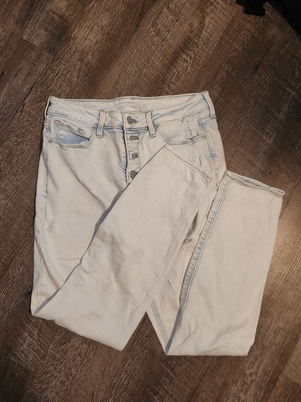 Women's Bleached Skinny Button-Fly Jeans